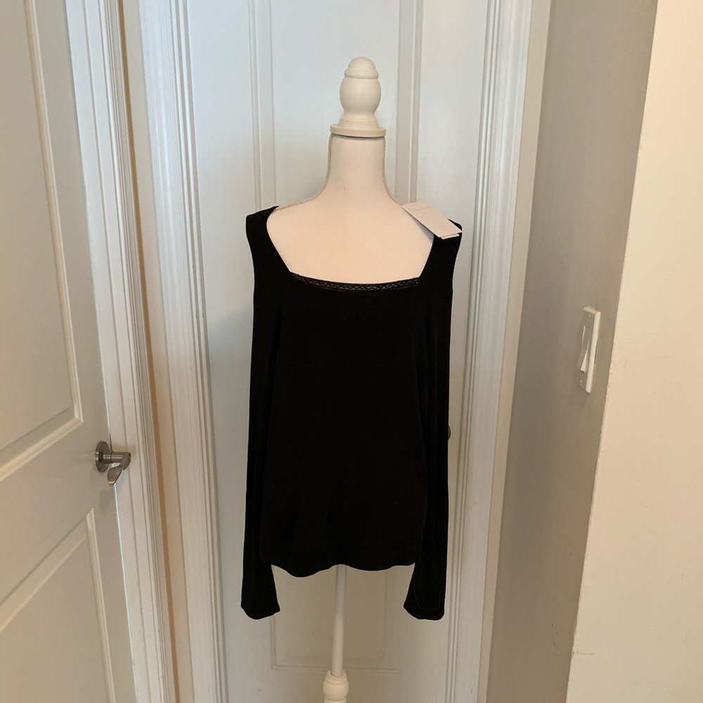Dana Buchman Black Rayon beaded top